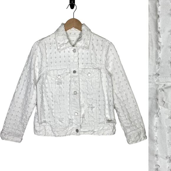 Blank NYC Eyes on You White Denim Trucker Jacket size XS - Picture 2 of 6